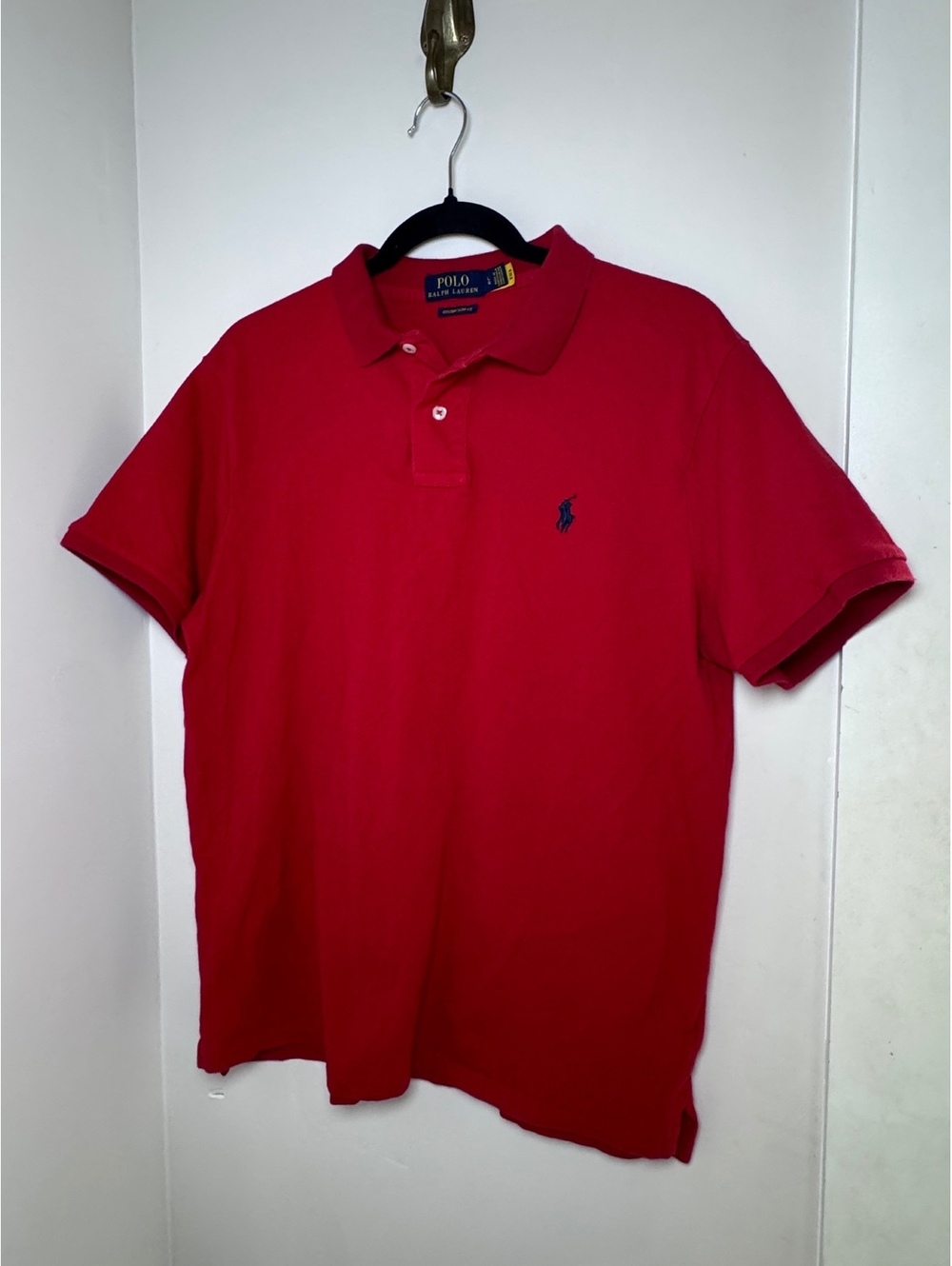 Polo Ralph Lauren Men's Red Custom Slim Fit Polo Shirt Size L Very Good